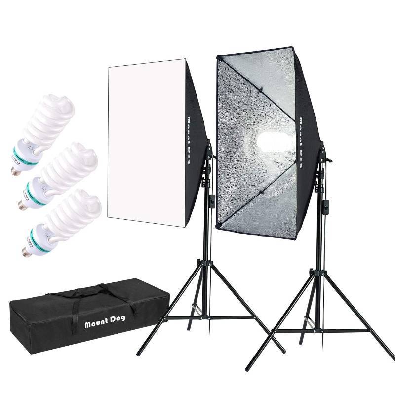 lot 1632 image: MOUNTDOG Softbox Lighting Kit Photography Studio Light System