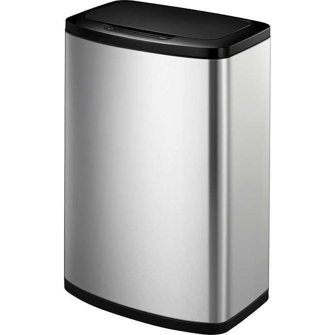 lot 1634 image: Sensible Eco Living Steel 47L 12.4 Gallon Motion Sensor Trash Can