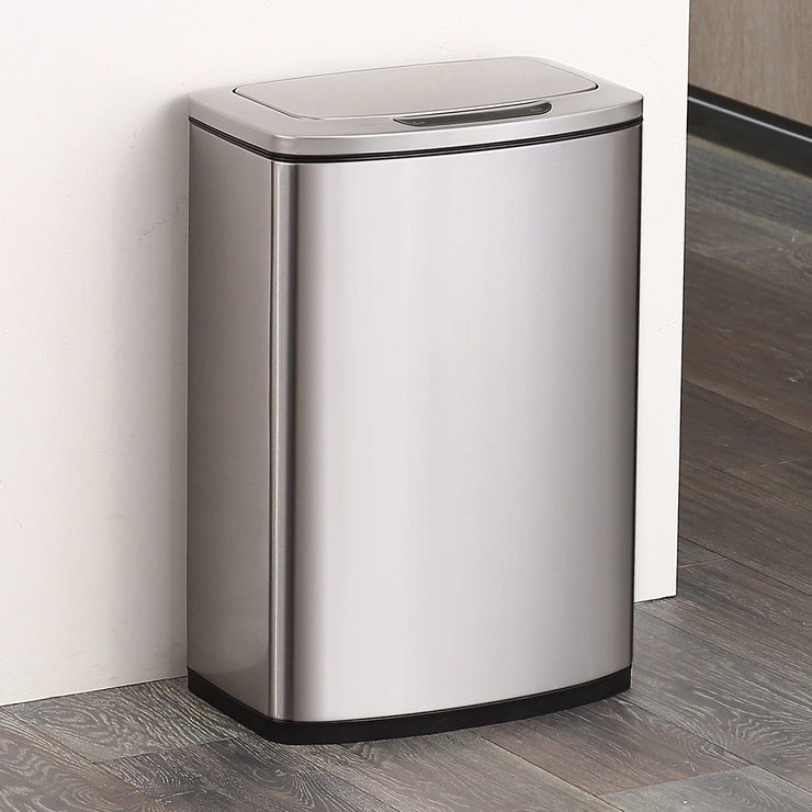lot 1635 image: EKO 47 Litre Stainless Steel Motion Sensor Waste Bin with Polypropylene Inner Liner