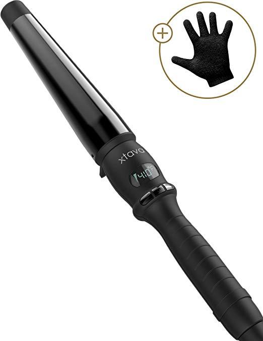 lot 1636 image: Xtava Twist Curl Curling Wand - 1 to 1.5 Inch Professional Hair Wand with Ceramic Barrel Cool Tip and Auto Shut Off - Case of 10