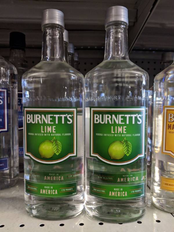 lot 9090 image: (4) 750mL Burnetts Lime Vodka Infused With Natural Flavor