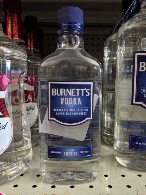 lot 9092 image: (4) 750mL Burnetts Vodka 40 Per Alc By Vol 80 Proof
