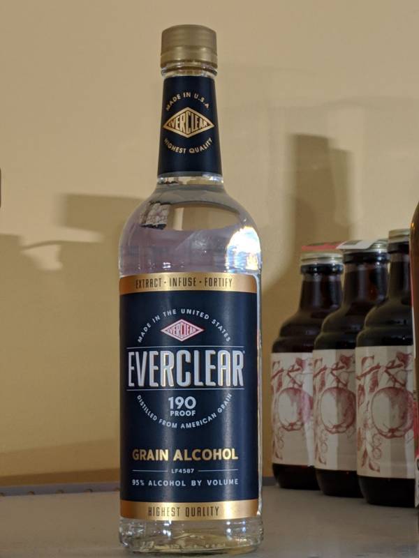 lot 9138 image: (1) 750 mL Everclear Grain Alcohol 95 Per Alc By Vol 190 Pf