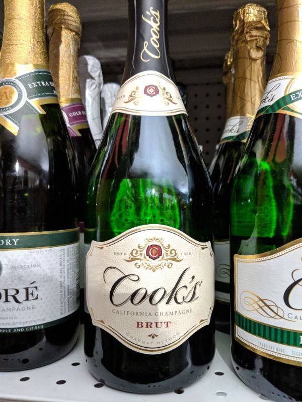 lot 9272 image: (4) 750mL Cooks Brut California Champagne 11.5 Perc Alc By Vol