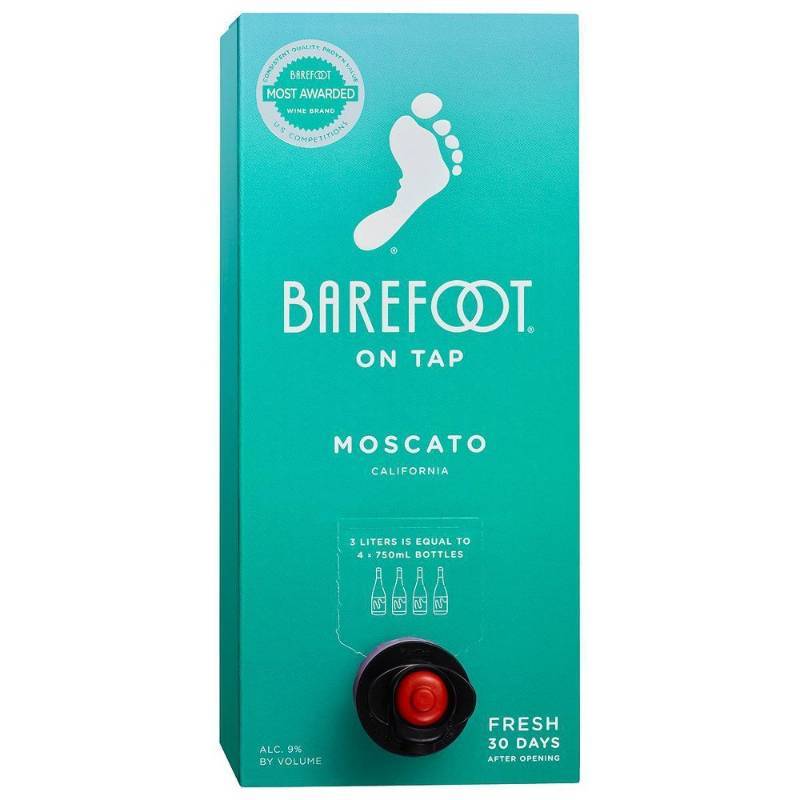 lot 9332 image: Barefoot Moscato White Wine - 3L Box