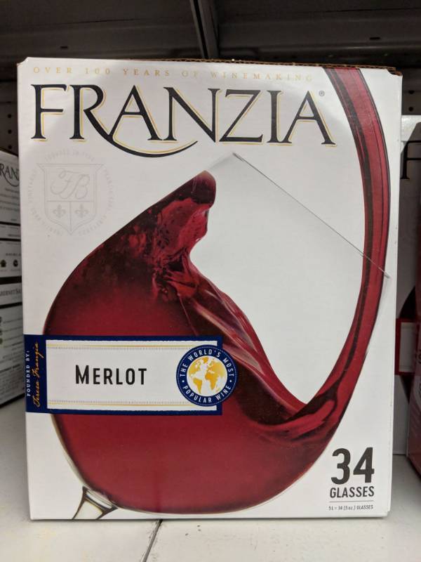 lot 9338 image: (4) 5L Franzia Merlot Boxed Wine 13 Perc Alc By Vol