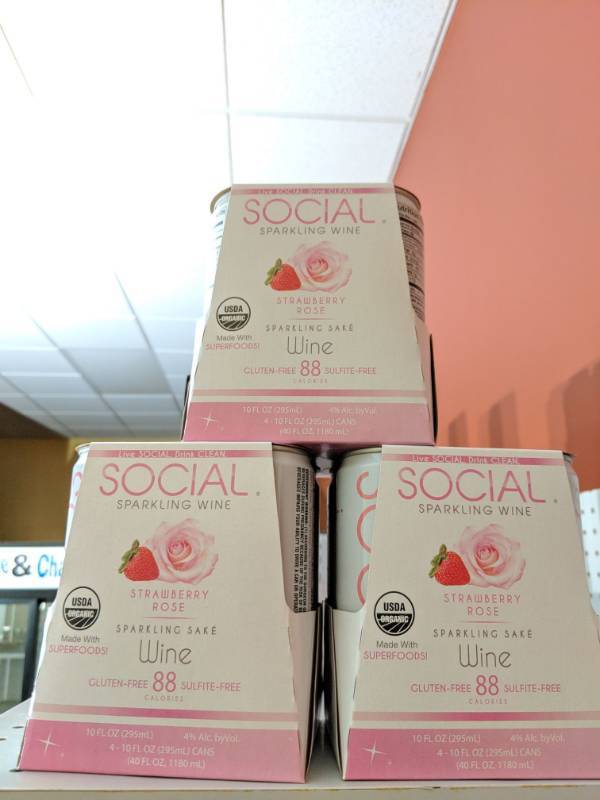 lot 9396 image: (3) Cases Of Four 10Fl Oz Cans Of Gluten Free Strawberry Rose Sparkling Sake Wine 4 Perc Alc By Vol
