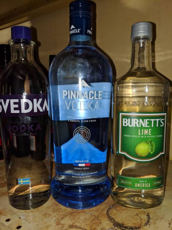 lot 9559 image: (3) Bottles Of Vodka (1) 750mL Svedka Vodka 40 Perc Alc By Vol, (1) 1.75L Pinnacle Vodka 40Perc Alc By Vol, (1) 750mL Burnetts Lime Flavored Vodka 35Perc Alc By Vol