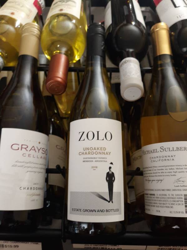 lot 9626 image: (6) Zolo Unoaked Chardonnay