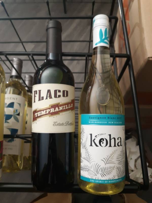 lot 9681 image: (2)(1)Flaco Tempranillo (1) Koha Sauvignon Blanc