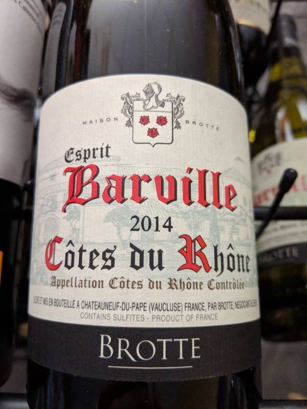 lot 9709 image: (5) 750mL Esprit Barville Cotes Du Rhone Red Wine 13.5Perc Alc By Vol, Retail 12.99 Each