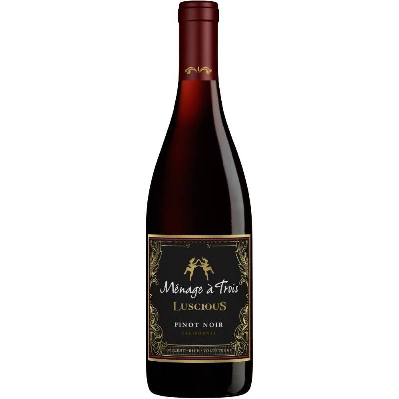 lot 9747 image: (5) 750mL Menage a Trois Luscious Pinot Noir Red Wine 13.8 Perc Alc By Vol