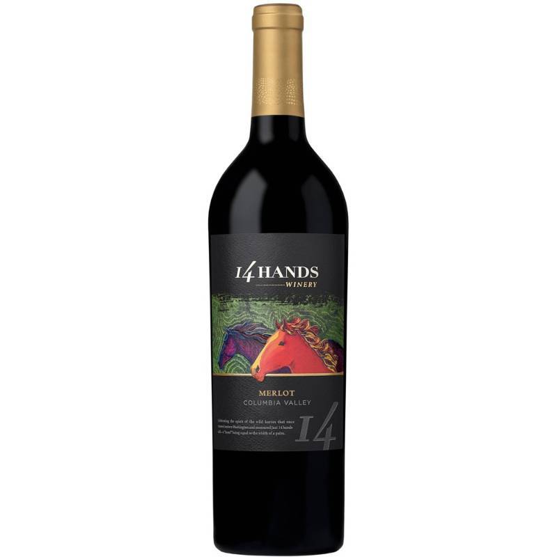 lot 9762 image: (7) 750mL 14 Hands Merlot 13.5 Perc Alc By Vol
