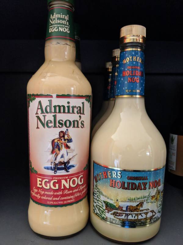 lot 9808 image: (5) 750mL Admiral Nelsons Eggnog 12.5Perc Alc By Vol, Mothers Original Holiday Nog 12.5 Perc Alc By Vol