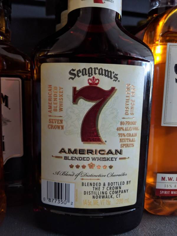 lot 9873 image: (3) 200mL Seagrams 7 American Blended Whiskey 40Perc Alc By Vol