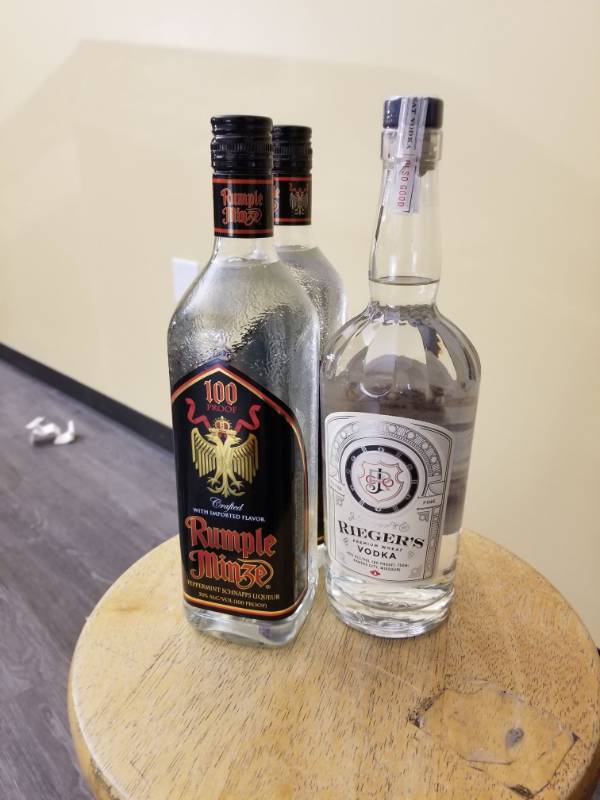 lot 9796 image: (2) Rumple Minze 750mL, 1 Riegers Vodka 750mL