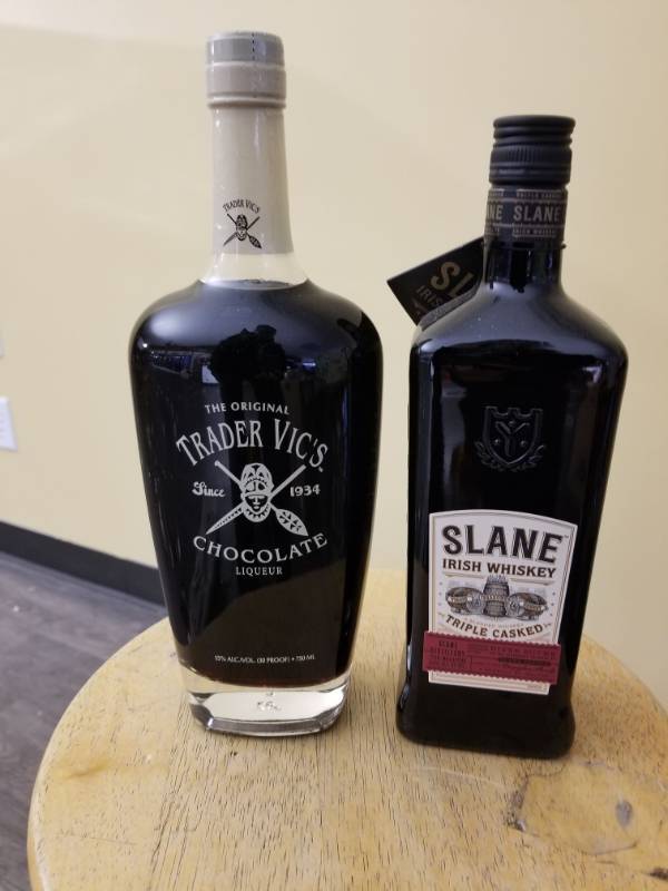 lot 9797 image: Trader Vics Chocolate Liquor 750mL, Slane Irish Whiskey 750mL