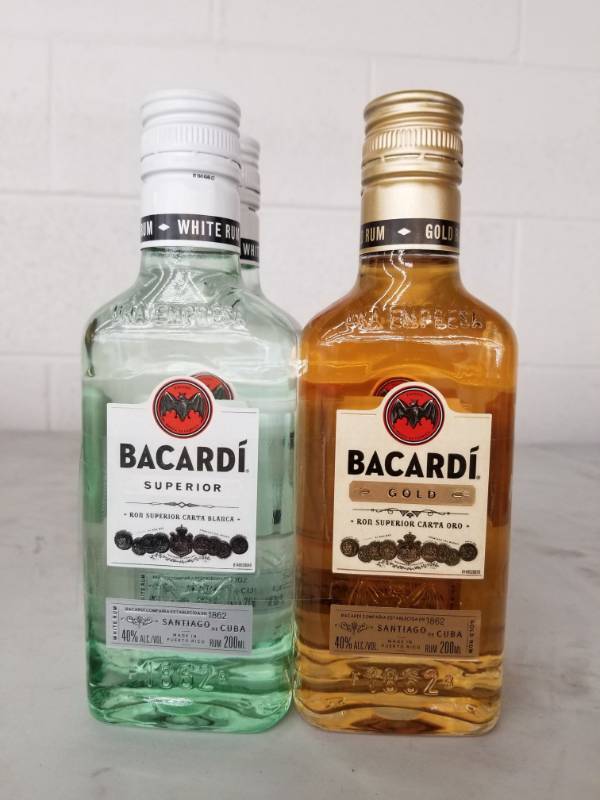 lot 9888 image: (2) Bacardi Silver Rum 200ML, (2) Bacardi Gold Rum 200ML