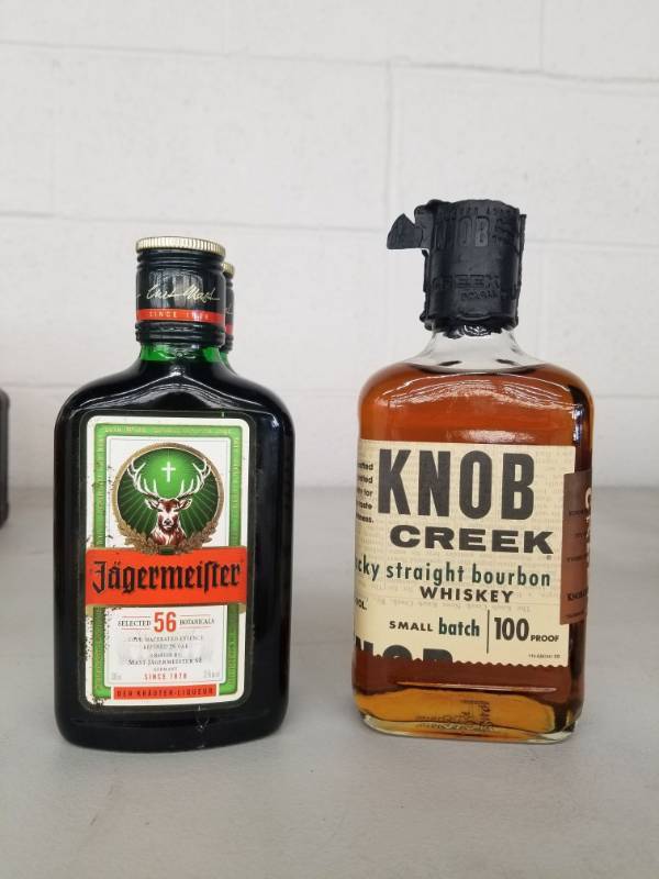lot 15017 image: (2) Jagermeister 200ML, (1) Knob Creek 375ML