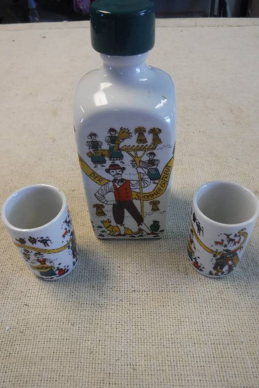 lot 12262 image: German decanter and shot glasses set