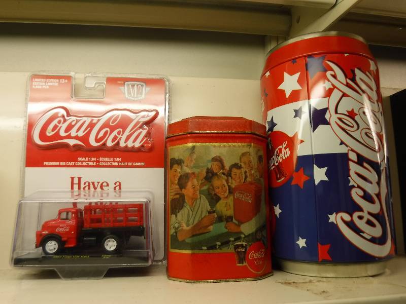 lot 10068 image: Coke Coca-cola tins and toy truck