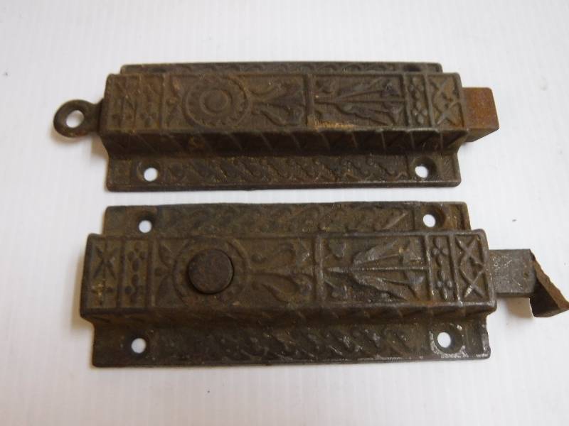 lot 10102 image: Vintage marked pat 1872 door latches locks