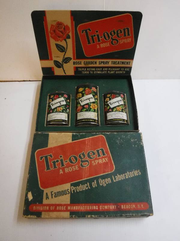 lot 10107 image: Tri-ogen Rose garden treatment vintage tins