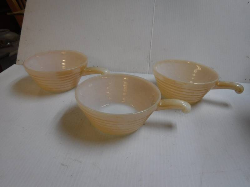 lot 10117 image: 3 pink pearl fire king soup bowls
