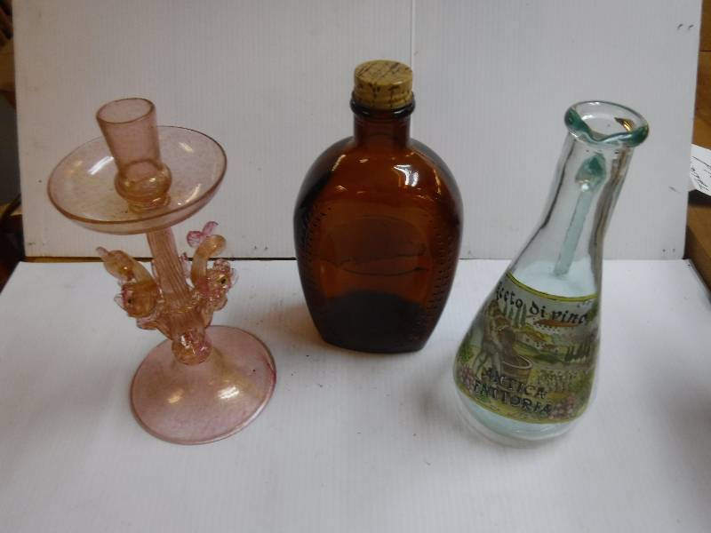lot 10125 image: Art glass candle holder and more