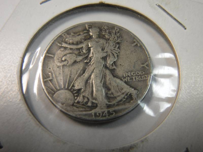 lot 9849 image: 2 Walking Liberty Half Dollar 1944-S 1945