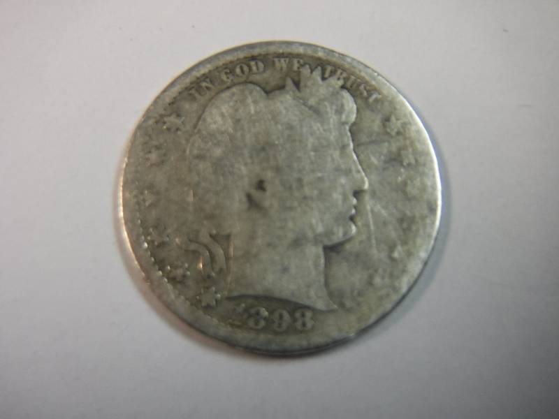lot 9862 image: Barber Quarter 1898-S