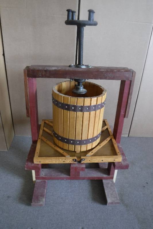 lot 8349 image: wooden fruit press on stand