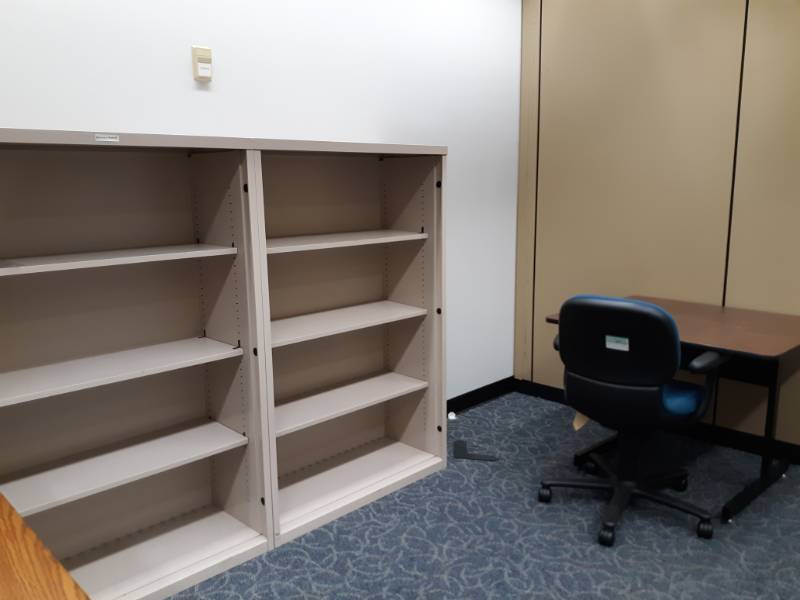 lot 9516 image: Double Book Shelf, Rolling Office Chair and Single Desk