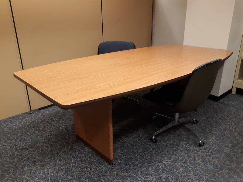 lot 9517 image: Conference Table, Two Rolling Office Chairs & Whiteboard