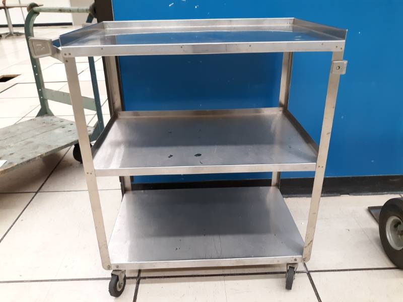 lot 9605 image: Three Shelf SS Rolling Cart