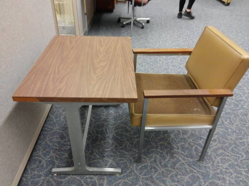 lot 9491 image: Single Writing Desk w Arm Chair