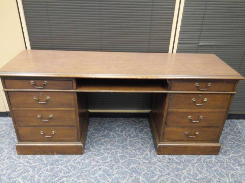 lot 9527 image: Drexel Wood Desk w Arm Chair