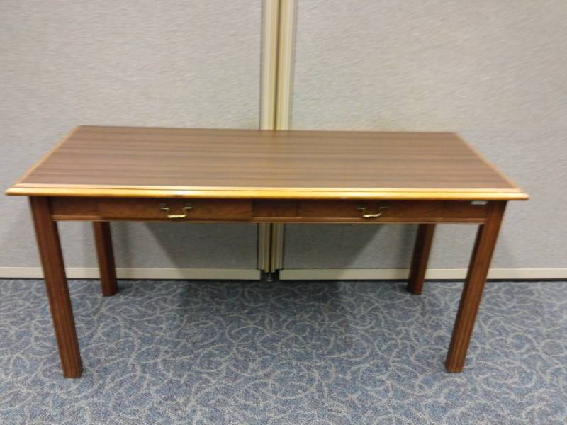 lot 9530 image: Wood Entry  Hall Table w 2 Drawers