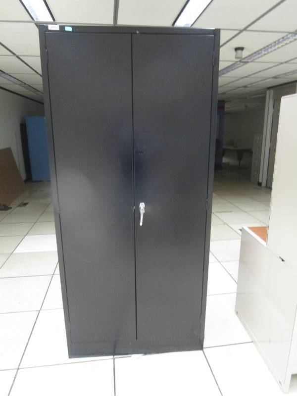 lot 9577 image: Black Two Door Storage Cabinet