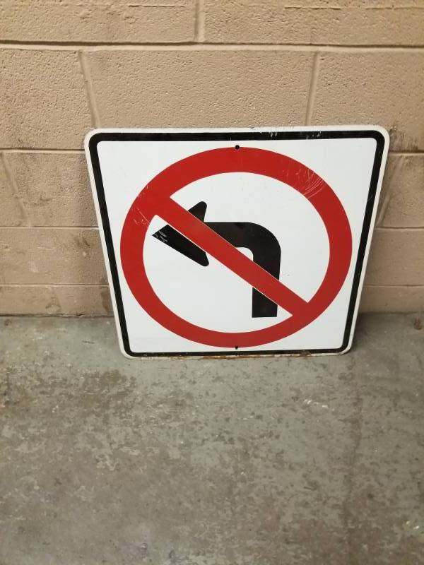 lot 8038 image: Metal No Left Turn Sign