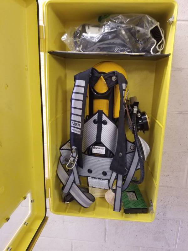 lot 8008 image: Breathing Apparatus with Wall Mount Box