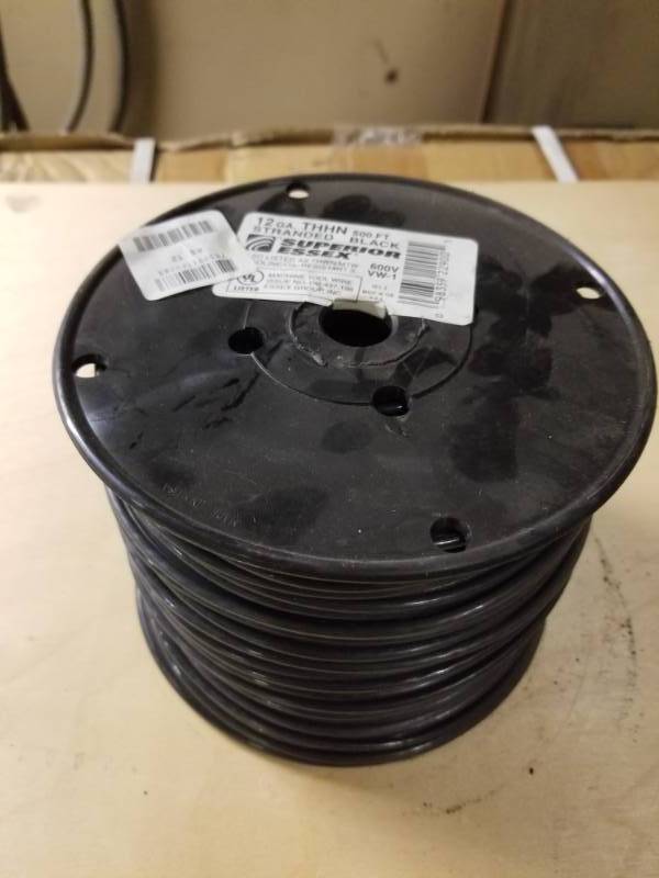 lot 8086 image: 12 ga THHN Stranded Black Machine Tool Wire Spool
