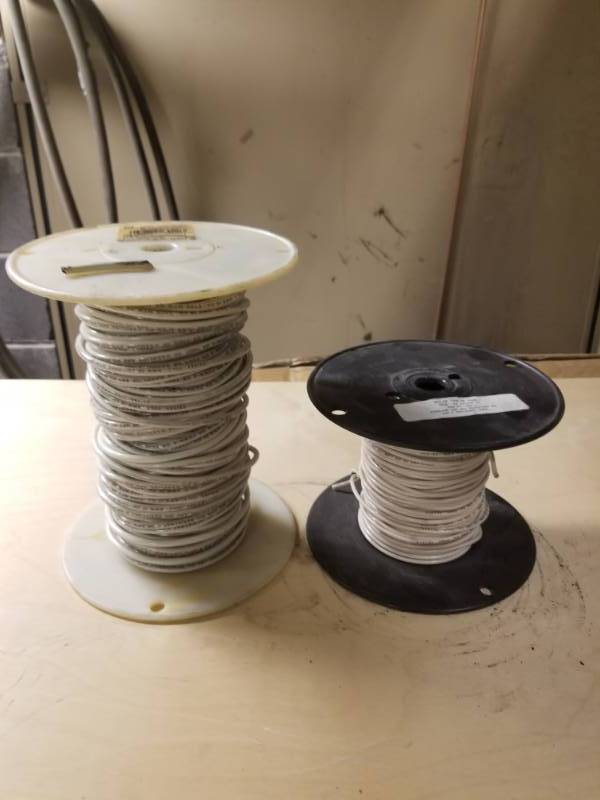 lot 8093 image: 10 White Stranded Copper and 14 19STR Wire Spools