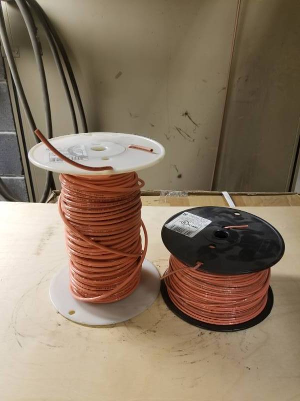 lot 8095 image: 14 Orange Stranded Copper & 10 Orange Stranded Copper Wire Spools