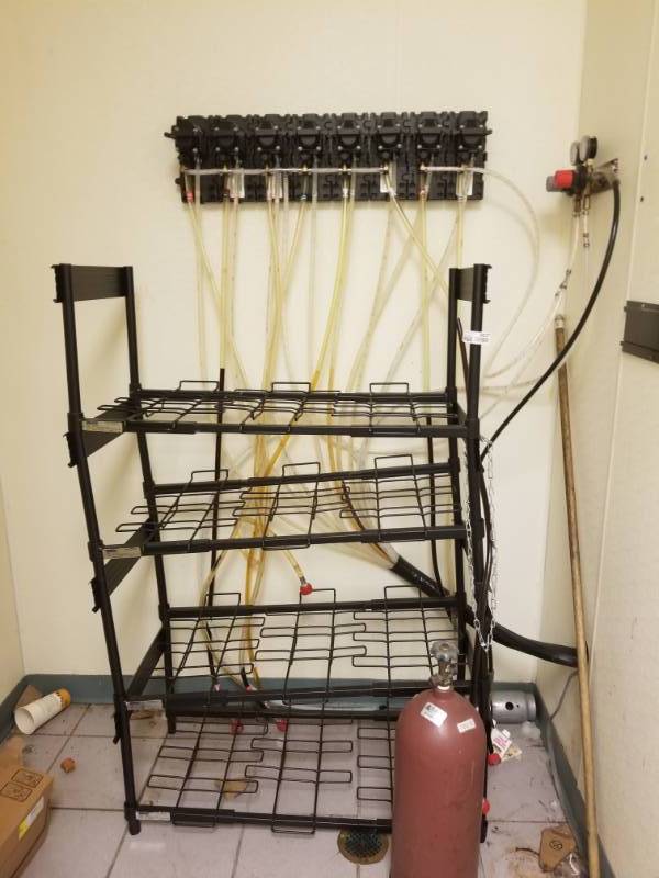 lot 9827 image: Metal Soda Box Rack, Gas Canister, Wall Mount Mixer and Guages�