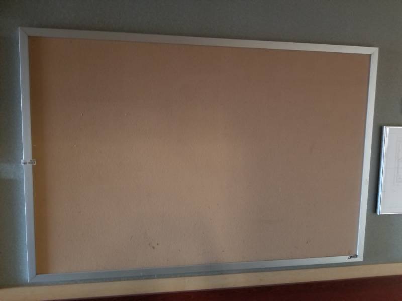 lot 9840 image: Metal Framed Cork Bulletin Board