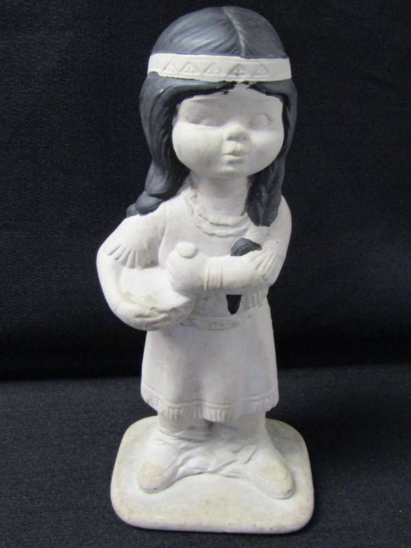 lot 3301 image: Cement Lawn or Garden Statue-  Indian Girl
