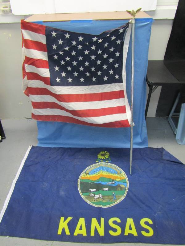 lot 3329 image: United States and Kansas Flags
