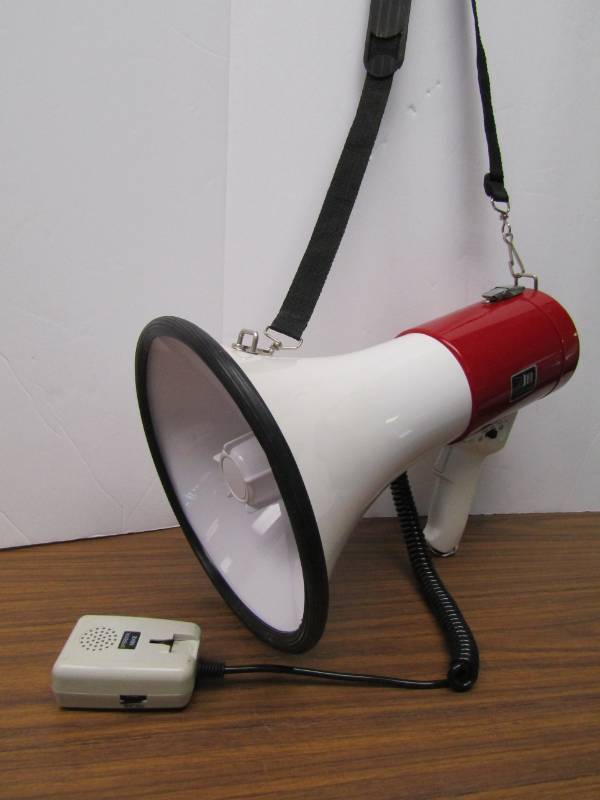 lot 100 image: Powered Megaphone With Microphone- Tested