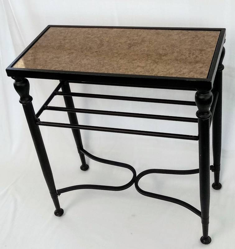 lot 3406 image: Cool  Metal and Bronze Mirrored Side or Plant Table